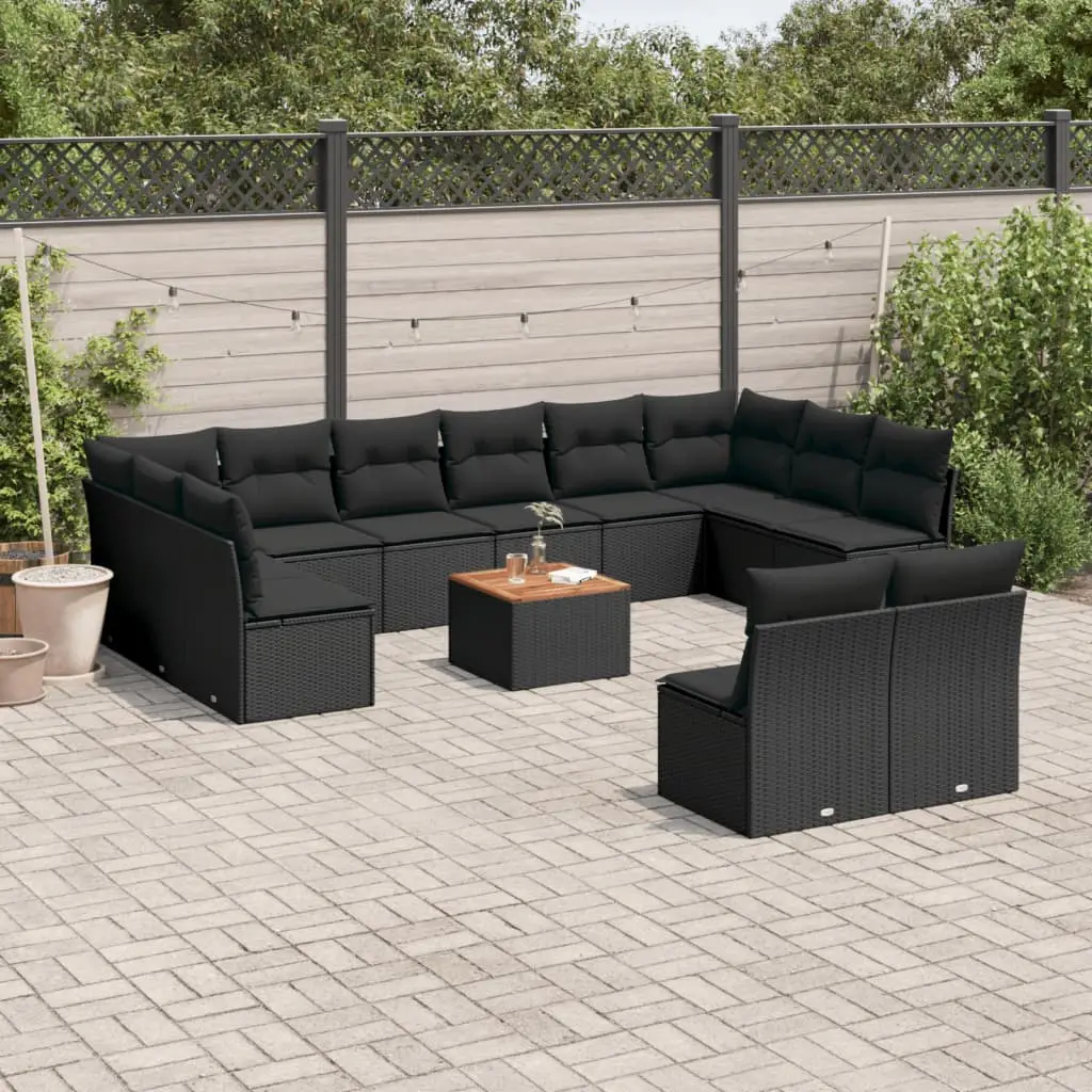 Ensemble de Jardin Modulable 13 Pièces Résine Tressée avec Coffres de Rangement Noir – ComfortXL Outdoor Living