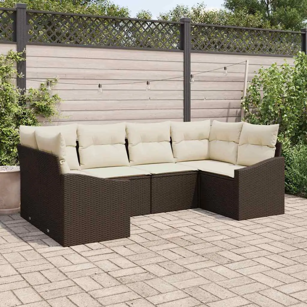Ensemble de Canapés avec coussin 6 pcs Marron polyrotin vidaXL 3346858