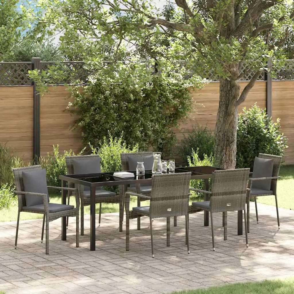 Ensemble de salle à manger pour jardin 7 pcs Gris polyrotin vidaXL 3380090
