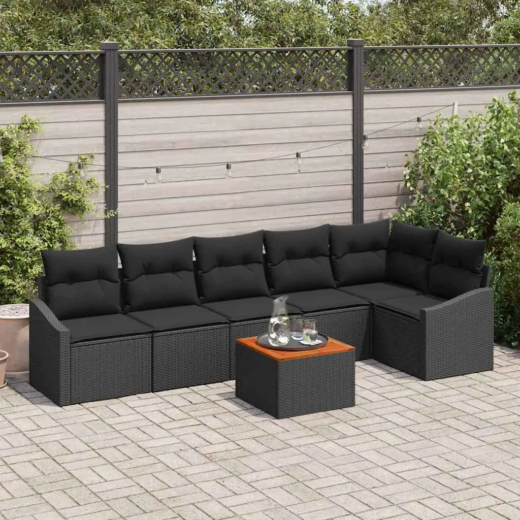 Ensemble de canapé de jardin avec stockage 7 pcs Noir polyrotin vidaXL 3356511