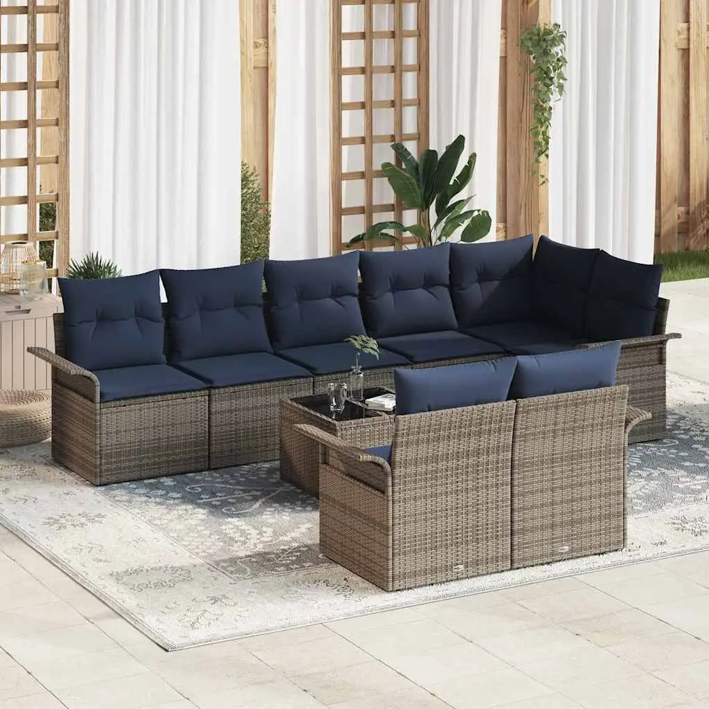 Ensemble de canapé de jardin avec stockage 9 pcs Gris polyrotin vidaXL 3354094