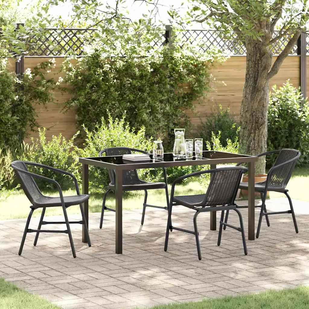 Ensemble de salle à manger pour jardin 5 pcs Noir vidaXL 3379382
