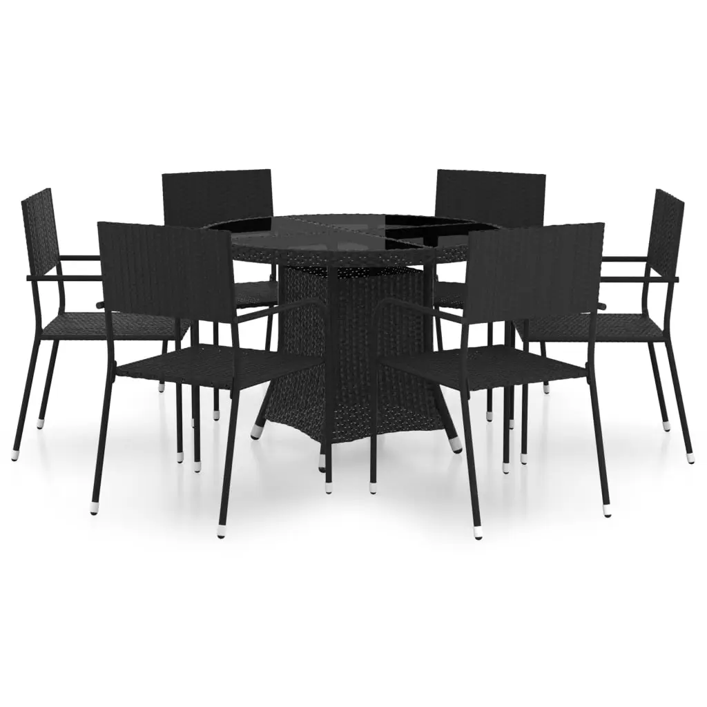 Ensemble de 7 pcs table de jardin avec chaises – mobilier de jardin Résine tressée Noir-JU2416