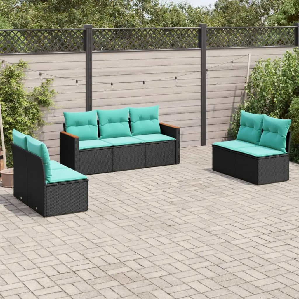 Ensemble canapé modulable 7 pcs résine tressée avec rangement pour balcon Noir – ComfortXL Outdoor Living