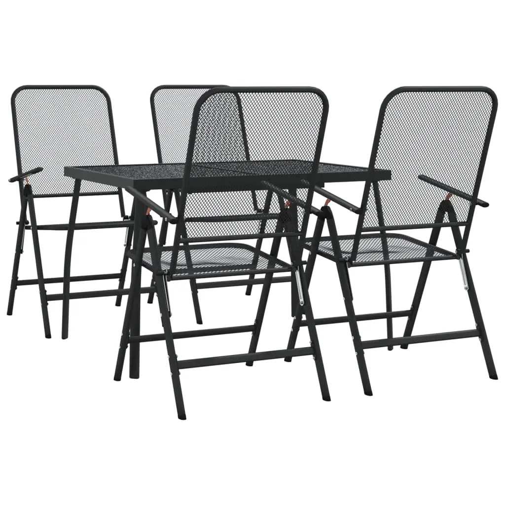 Ensemble de 5 pcs table de jardin avec chaises – mobilier de jardin anthracite métal maille-JU3002