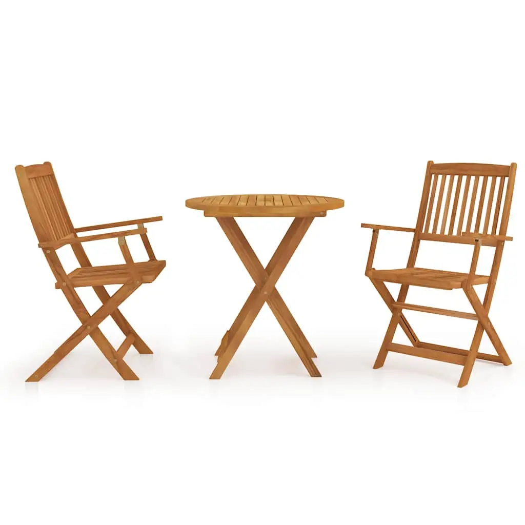 Ensemble de Jardin Pliable en Bois d’Acacia 3 Pièces Table Ronde 70cm Brun – ComfortXL Outdoor Living