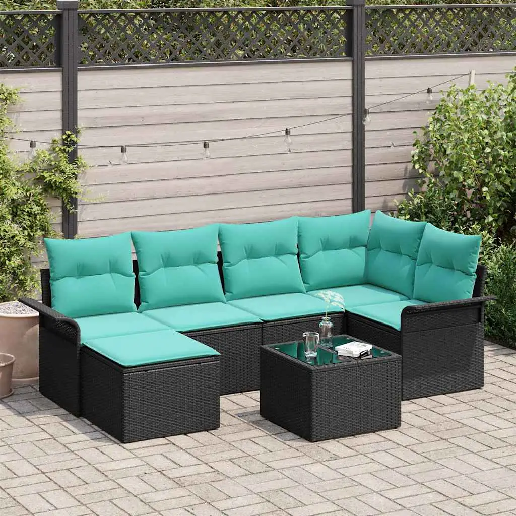 Ensemble de canapé de jardin avec stockage 7 pcs Noir polyrotin vidaXL 3354115