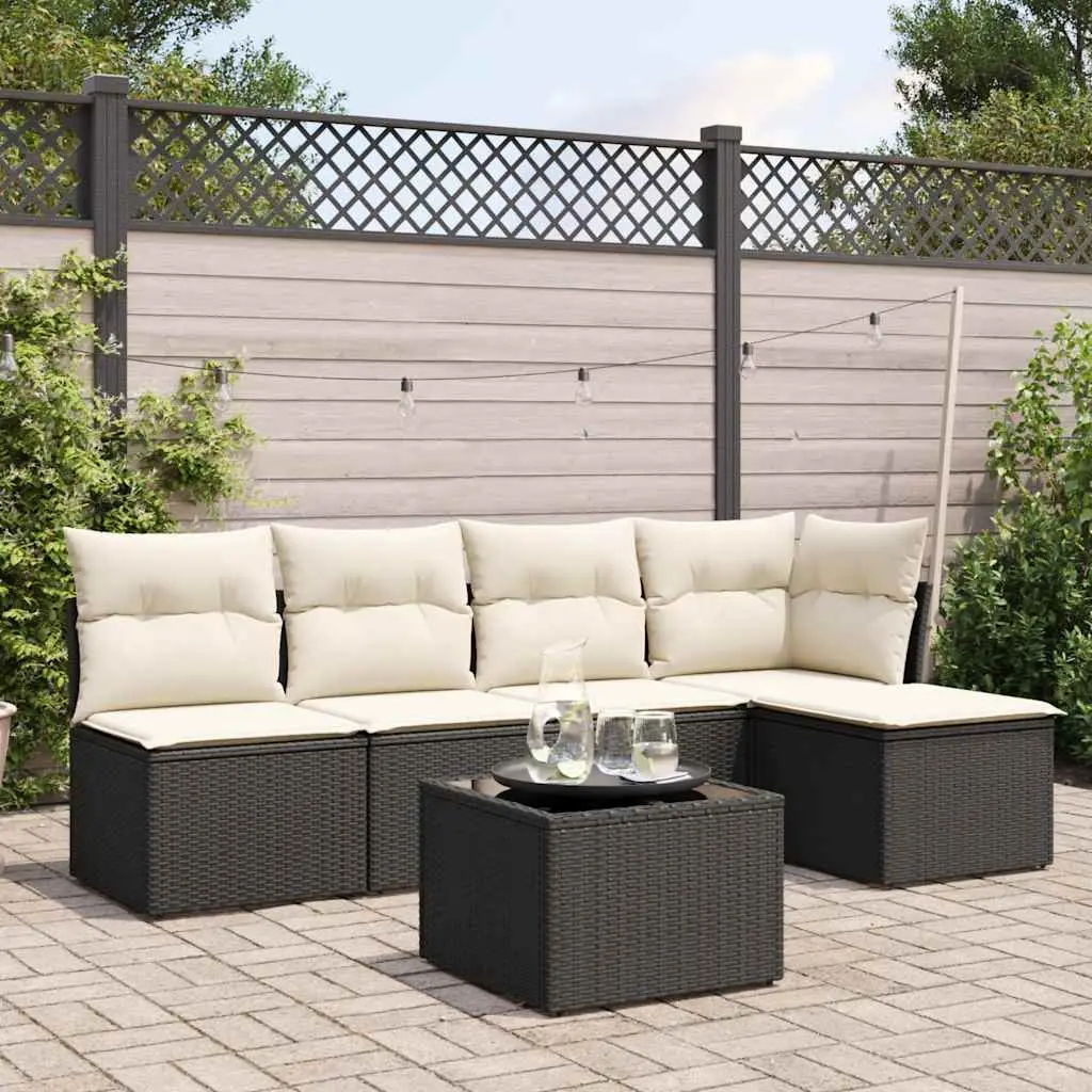 Ensemble canapés de jardin 6 pcs résine tressée modulable avec coussins confortables Noir et Crème – ComfortXL Outdoor Living