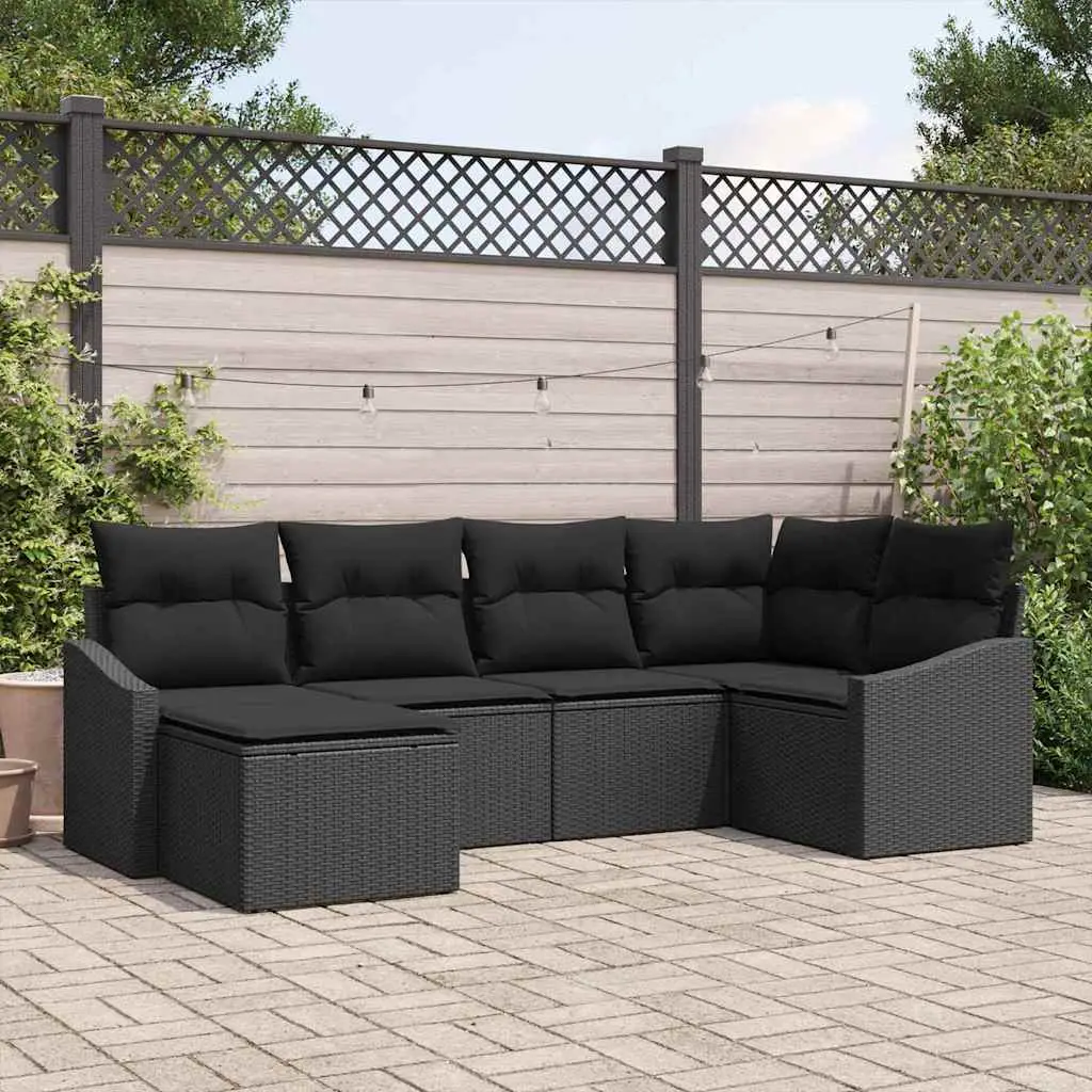 Ensemble de Canapés avec coussin 6 pcs Noir polyrotin vidaXL 3346793