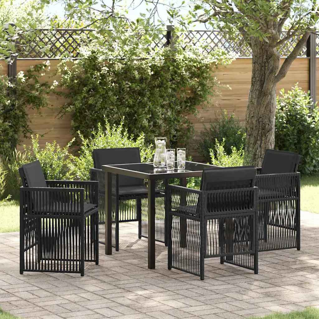 Ensemble de salle à manger pour jardin 5 pcs Noir vidaXL 3380649