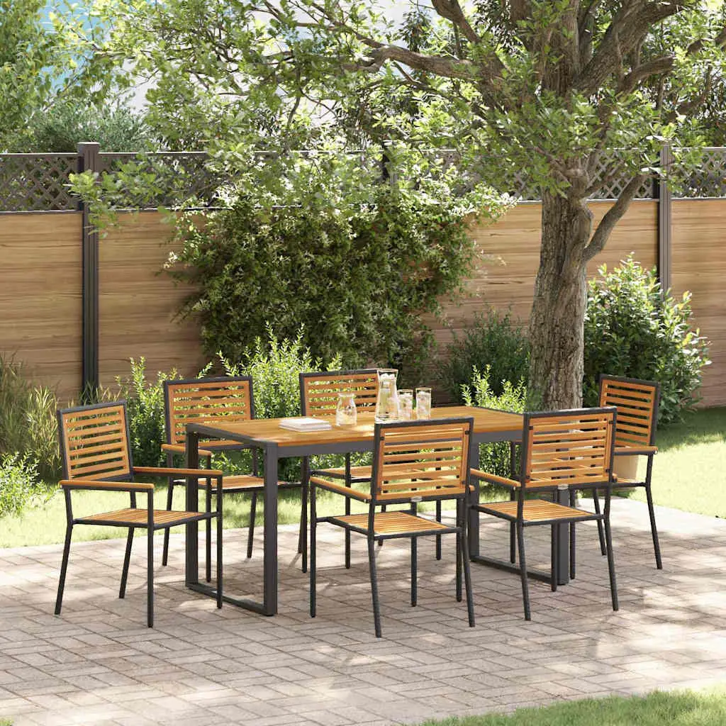 Ensemble de salle à manger pour jardin 7 pcs Noir et Marron vidaXL 3365478