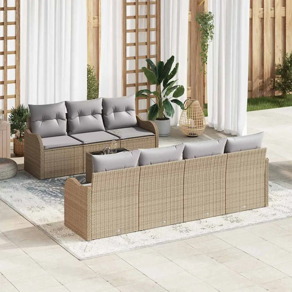 Ensemble de canapé de jardin Beige 55 x 55 x 37 cm polyrotin vidaXL 3345610