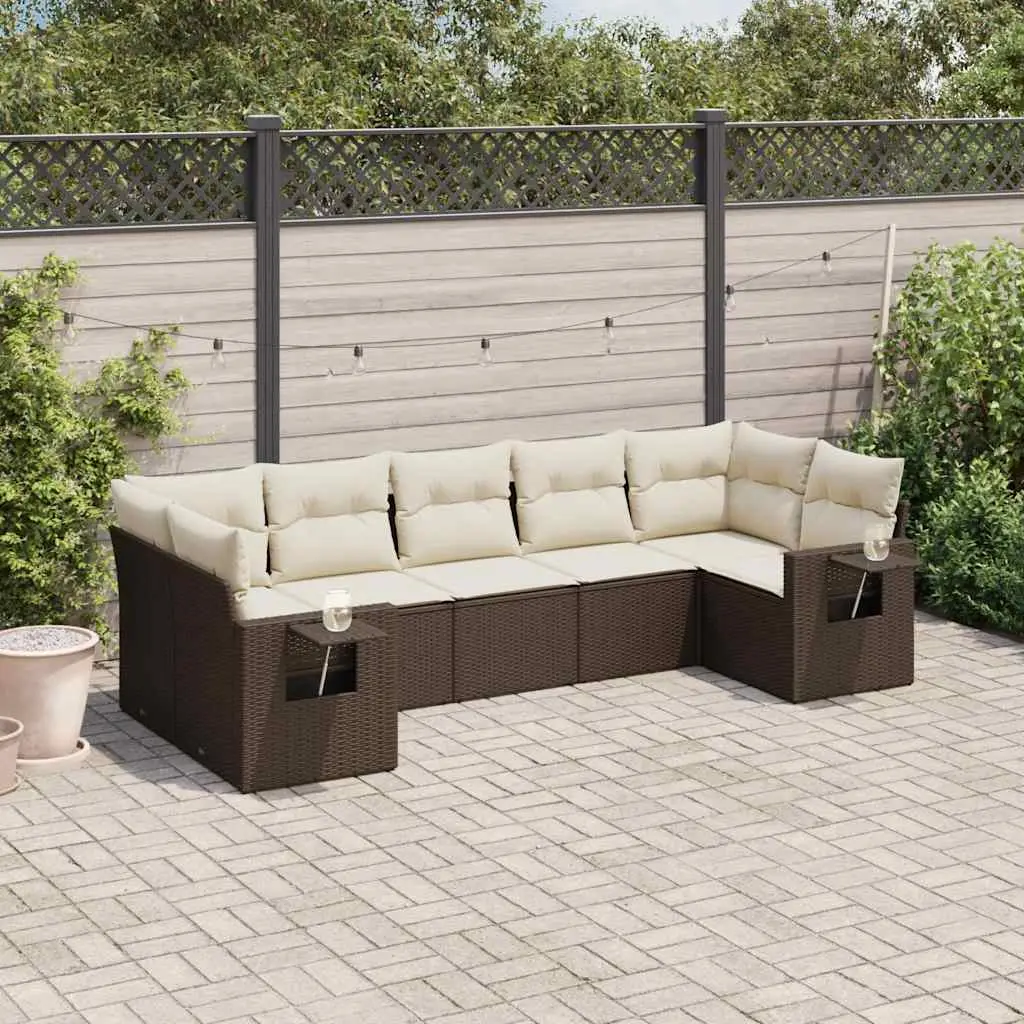 Ensemble canapés de jardin 7 places modulable poly rotin avec coffres de rangement pour jardin Marron – ComfortXL Outdoor Living