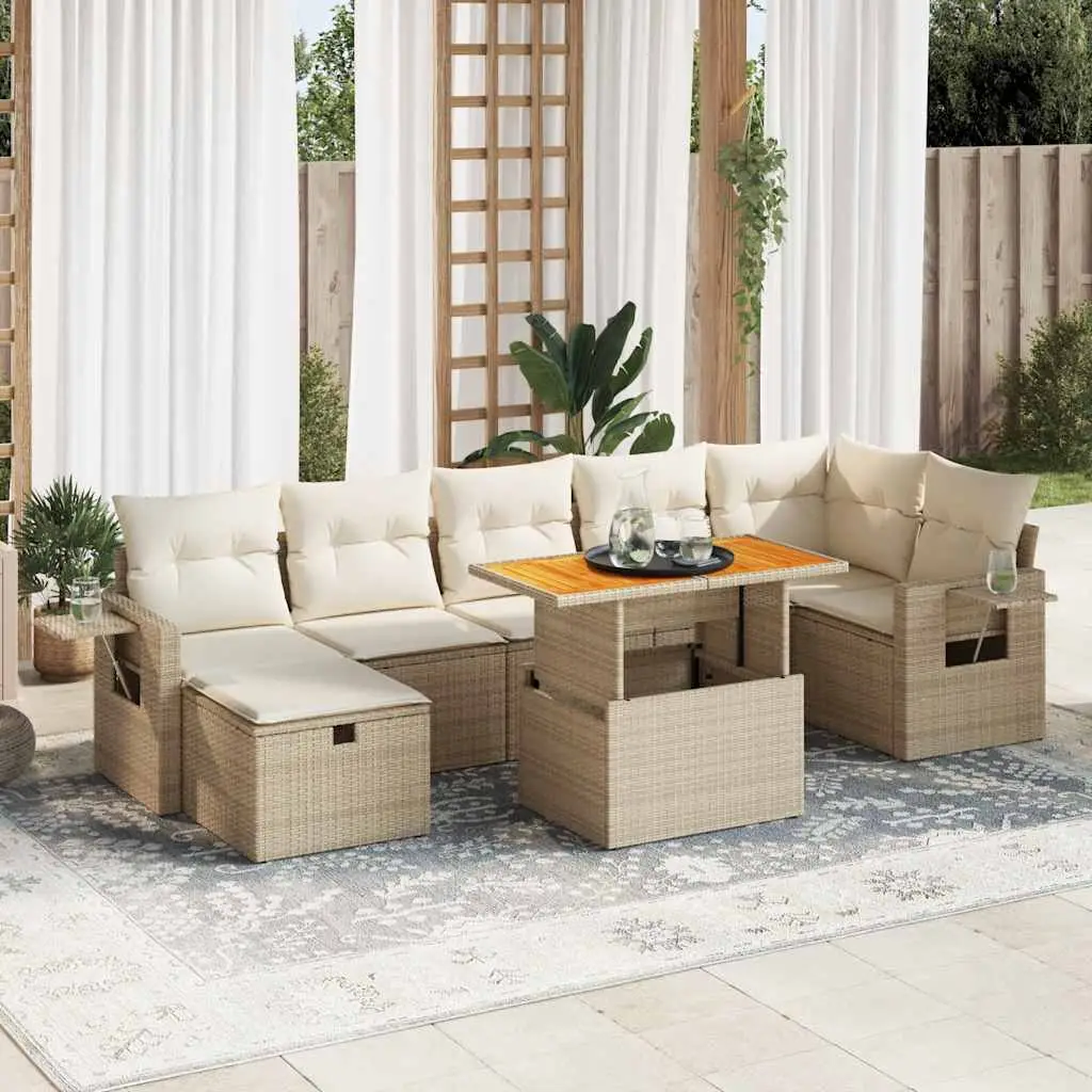 Ensemble de jardin compact 5 pcs Résine Tressée avec Rangement pour Terrasse Beige – ComfortXL Outdoor Living