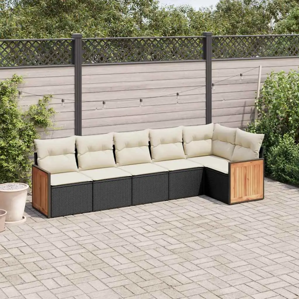 Ensemble Canapés d’Angle 6 pcs Noir Résine Tressée avec Coussins Crème et Rangement – ComfortXL Outdoor Living