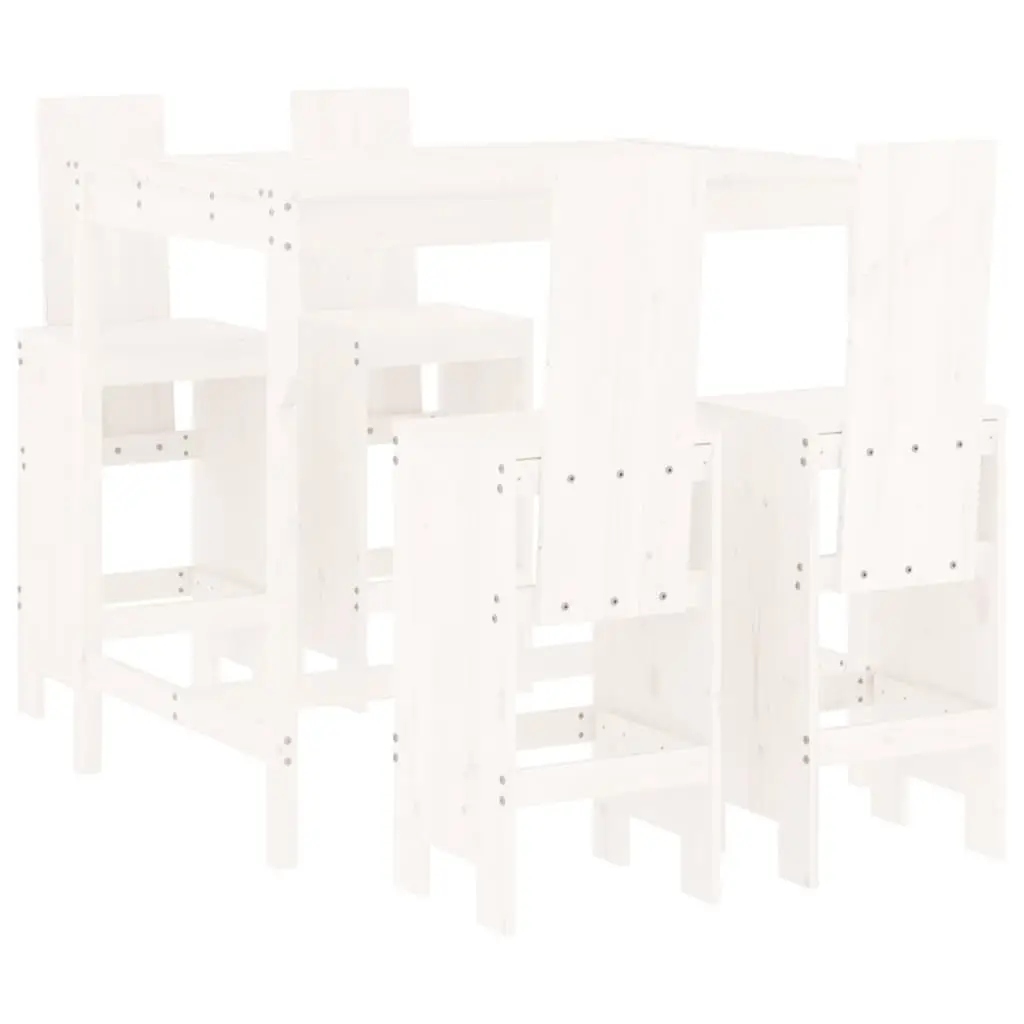 Ensemble de 5 pcs bar de jardin – Mobilier d’extérieur – Mobilier de jardin blanc bois massif de pin-JU2262