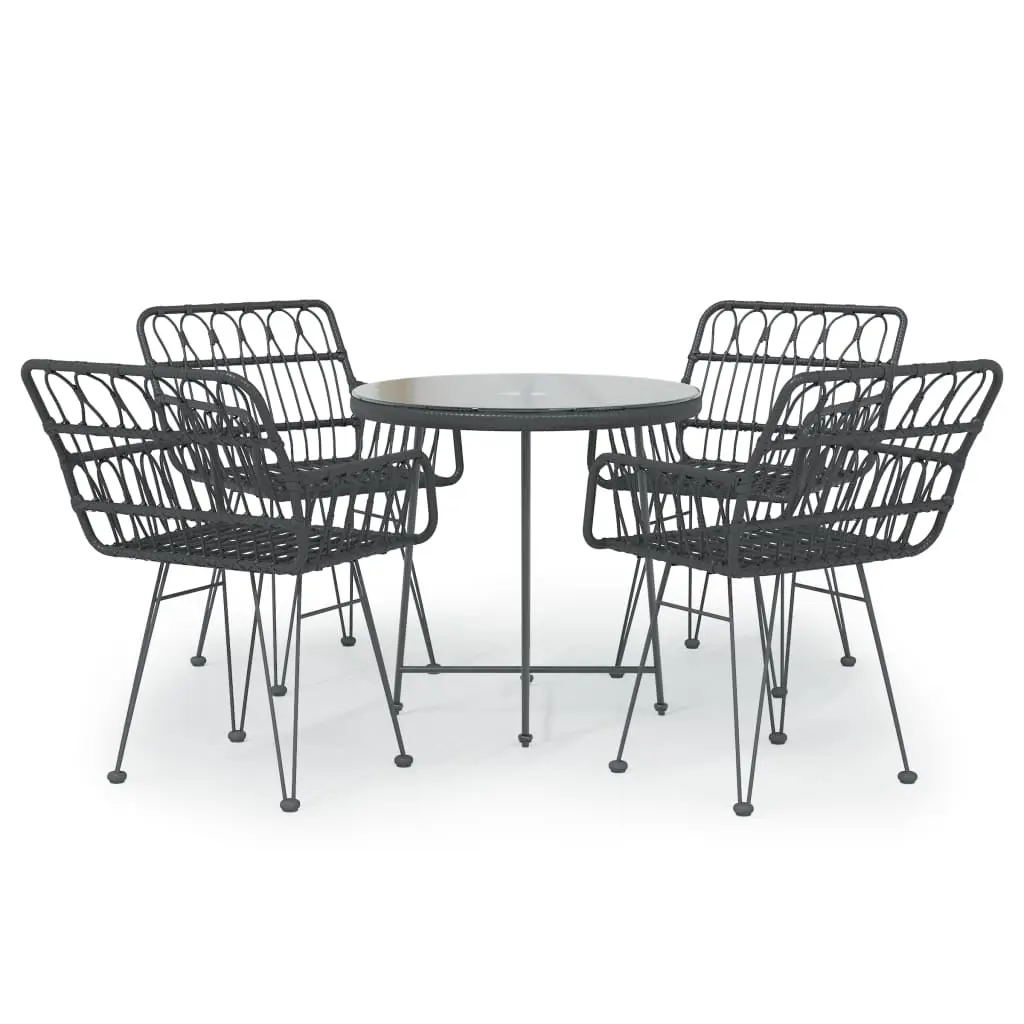 Ensemble de 5 pcs table de jardin avec chaises – mobilier de jardin Noir Résine tressée-JU2478