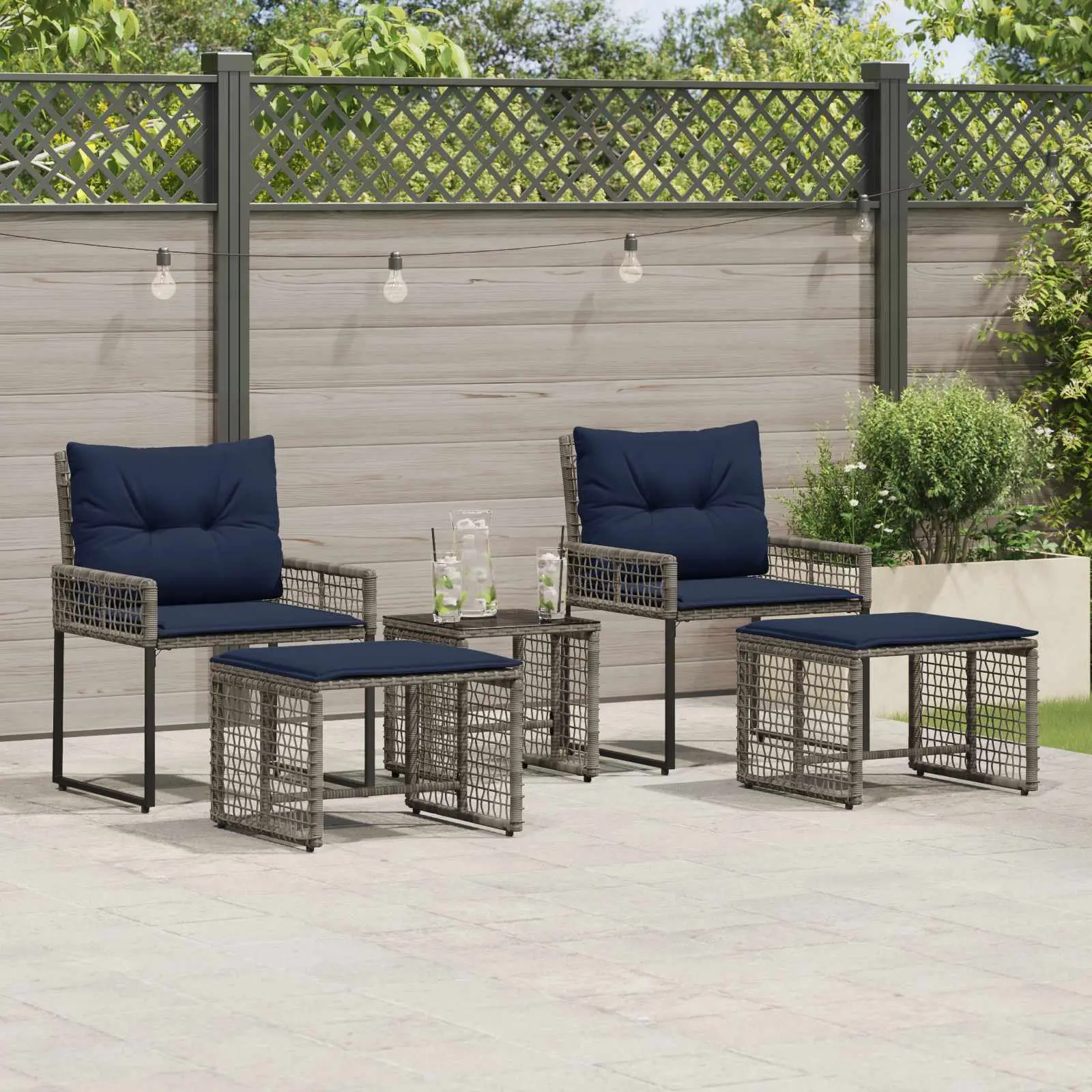 Ensemble de meubles d’extérieur 5 pcs Gris et marine vidaXL 42025172