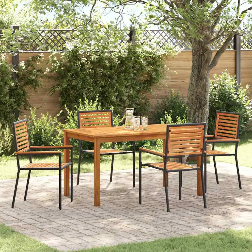Ensemble de salle à manger pour jardin 5 pcs Noir vidaXL 3365535