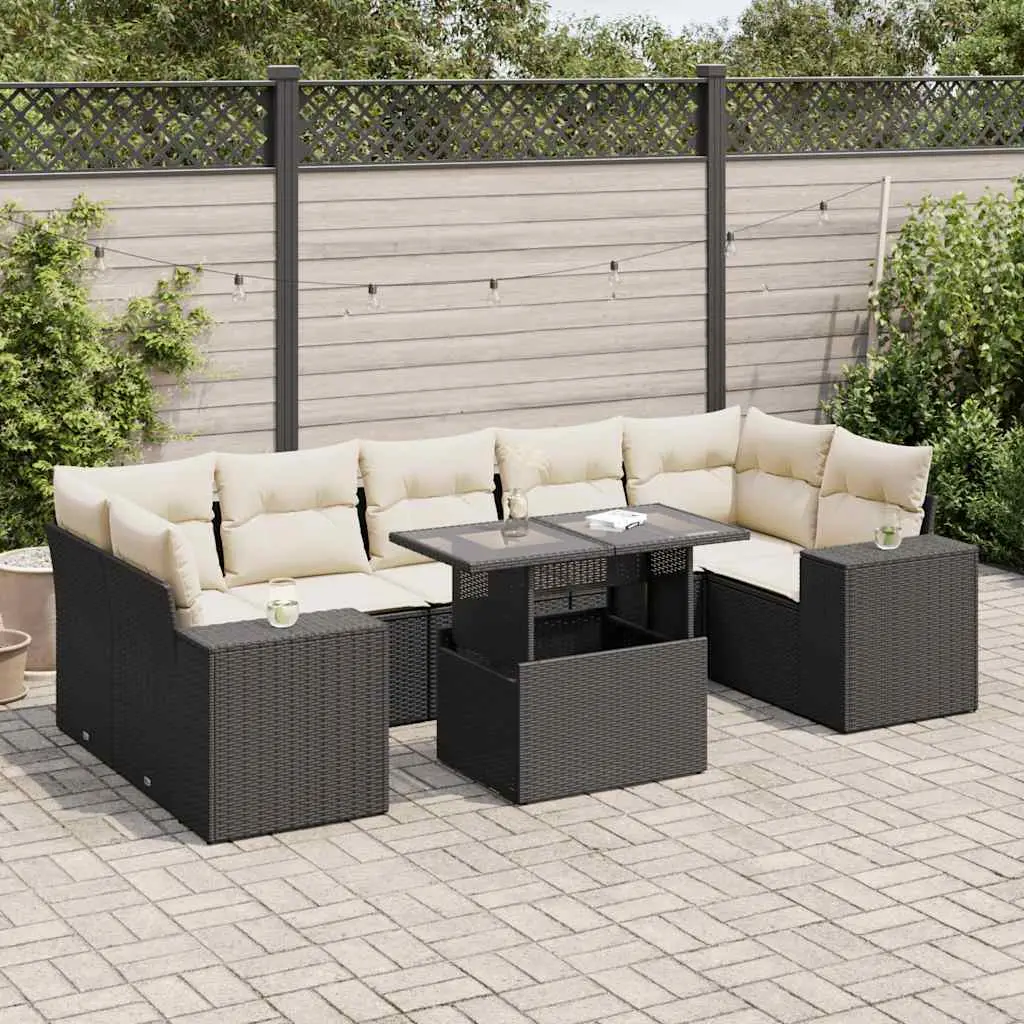 Ensemble de jardin 8 places résine tressée avec coffres de rangement et table relevable noir – ComfortXL Outdoor Living