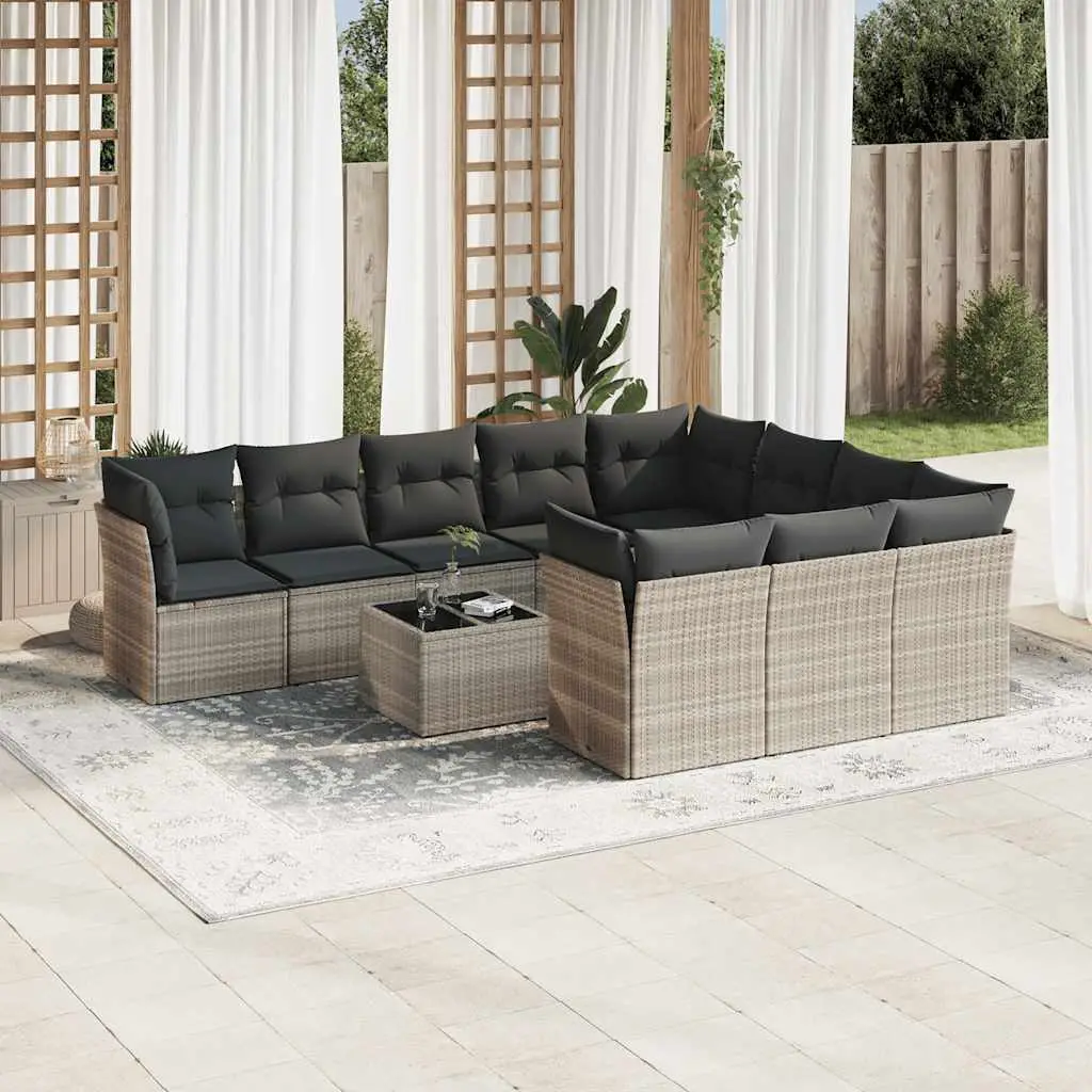 Ensemble Canapé de Jardin 11 pcs en Résine Tressée Gris Clair pour Extérieur – ComfortXL Outdoor Living