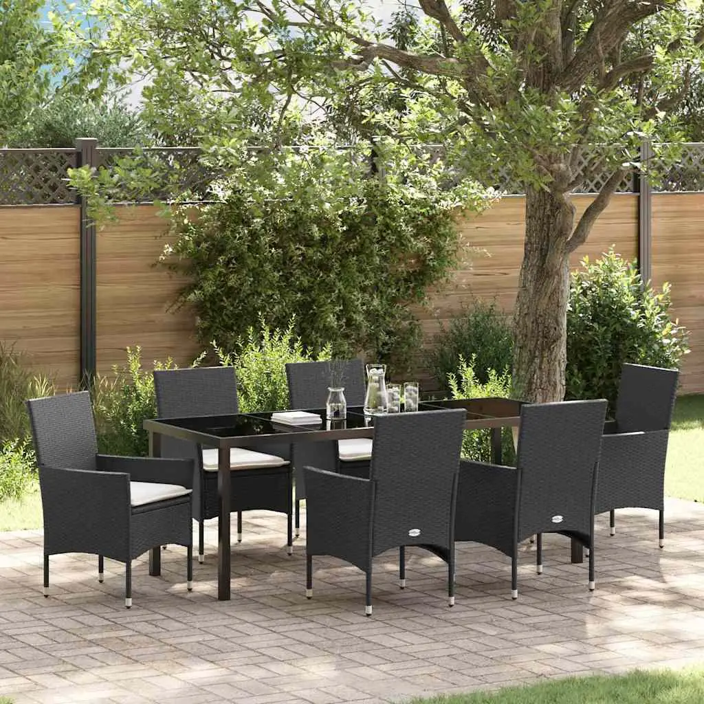 Ensemble de salle à manger pour jardin 7 pcs Noir polyrotin vidaXL 3379770