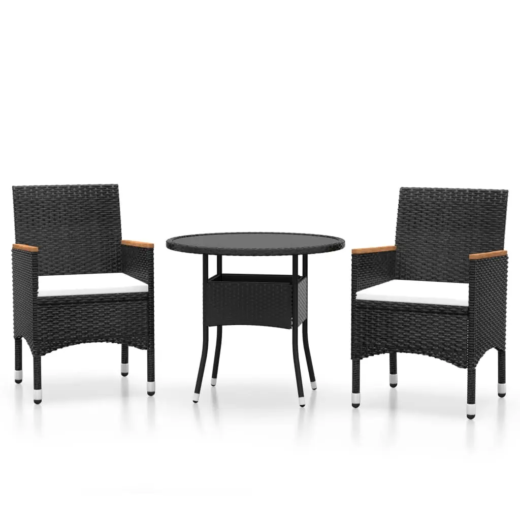 Ensemble de 3 pcs table de jardin avec chaises – mobilier de jardin Résine tressée Noir-JU2411