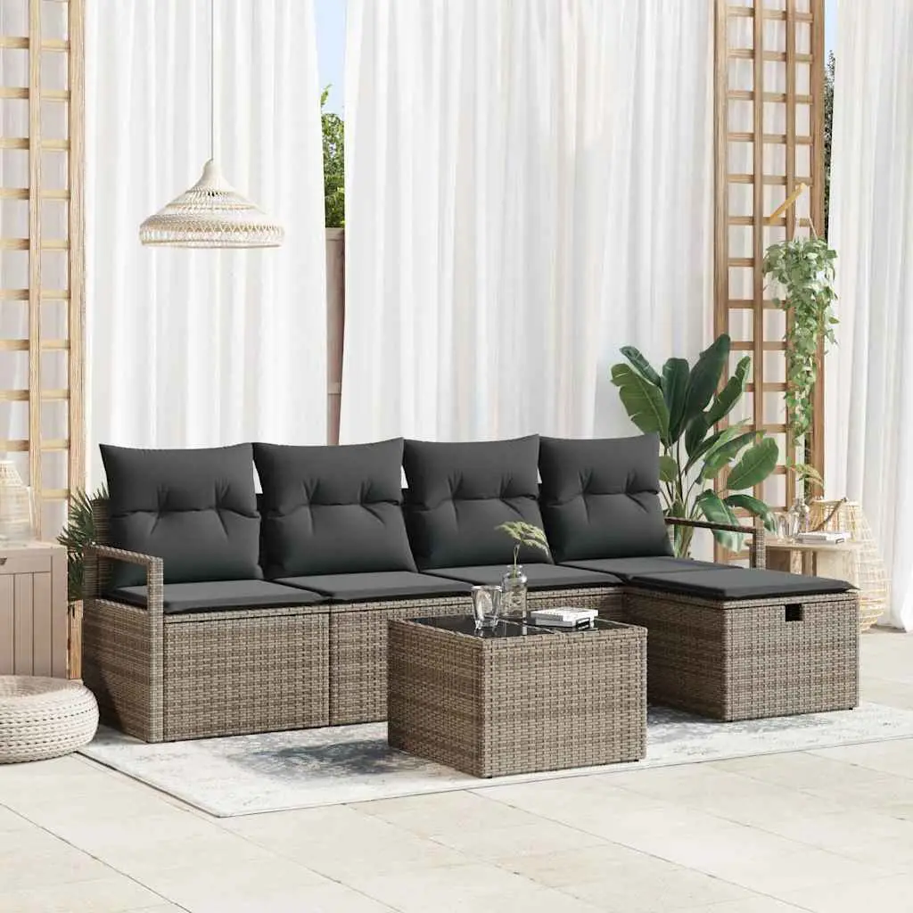 Ensemble de Canapés avec coussin 6 pcs Gris polyrotin vidaXL 3359168