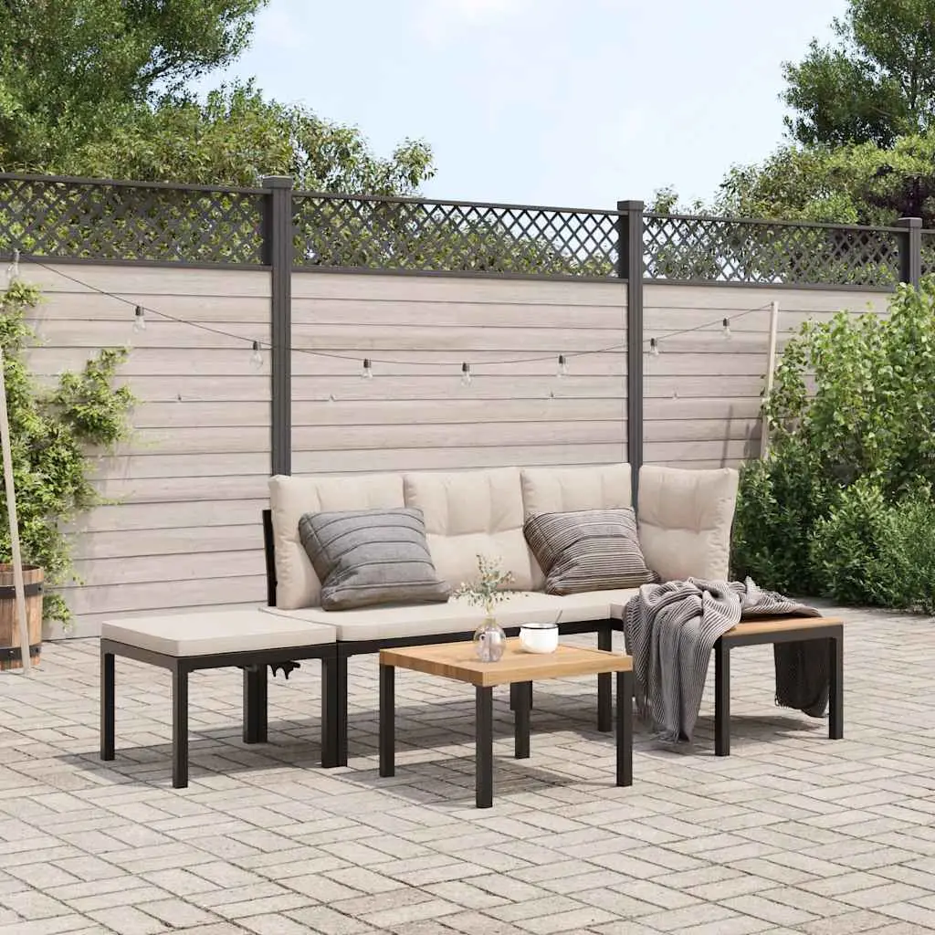 Ensemble de banc de jardin avec coussins 3 pcs noir vidaXL 3283641