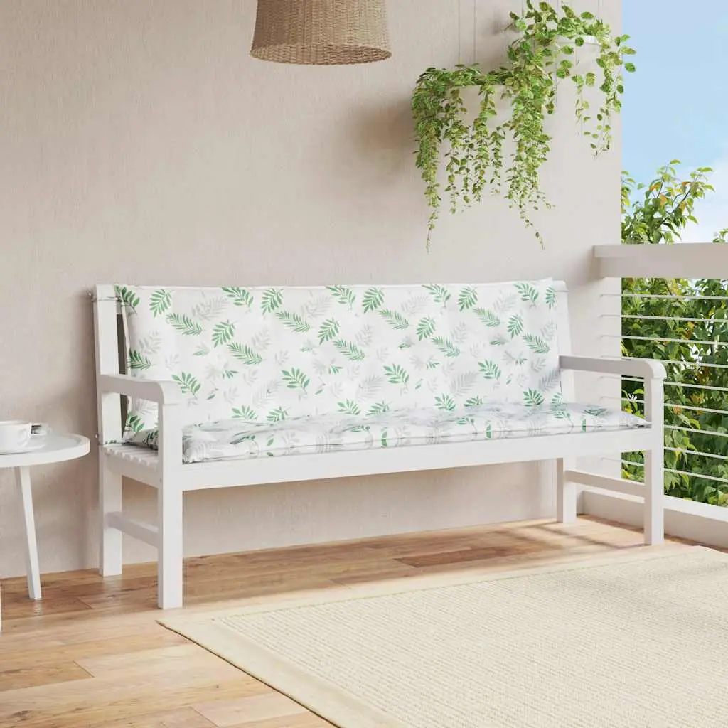 Ensemble Coussins Banc Jardin Polyester Confortable pour Terrasse Motif Feuilles Vert 150x50cm – ComfortXL Outdoor Living