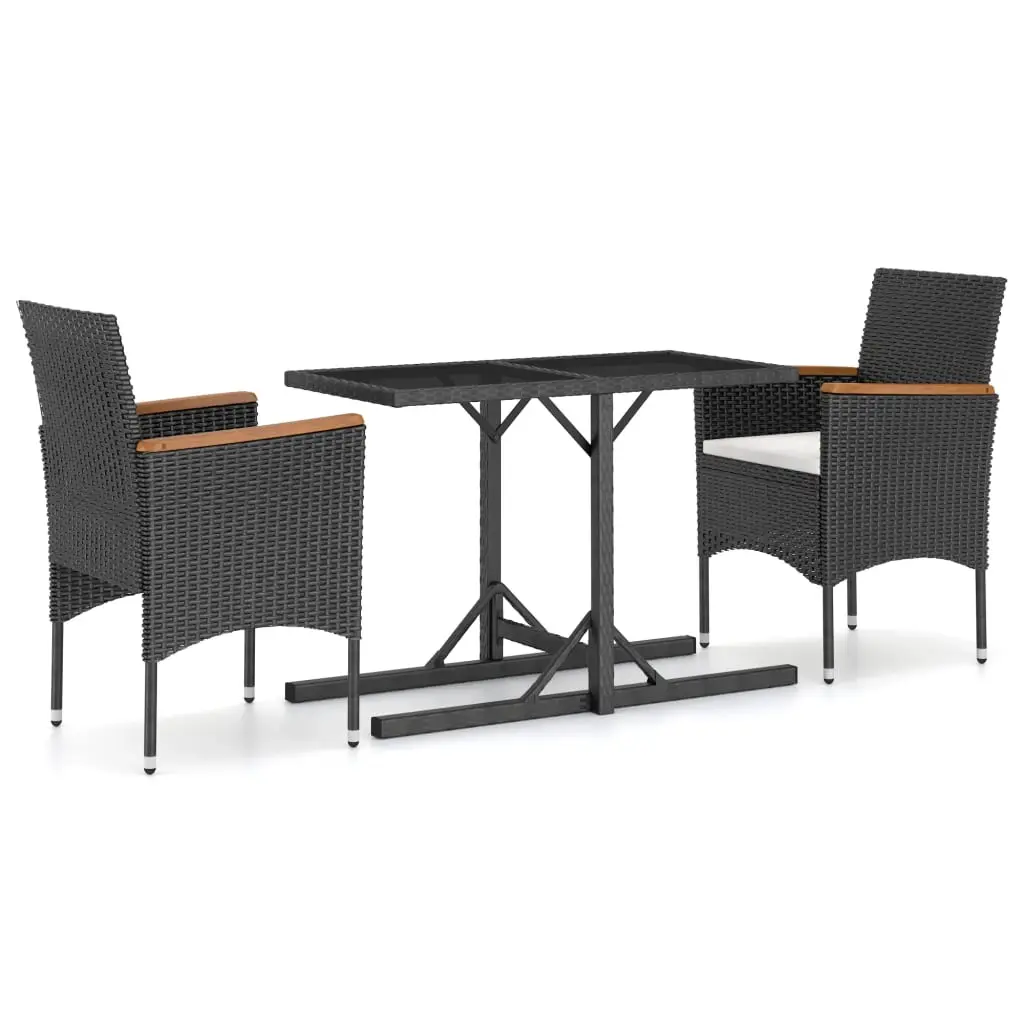 Ensemble de 3 pcs table de jardin avec chaises – mobilier de jardin Noir-JU3029