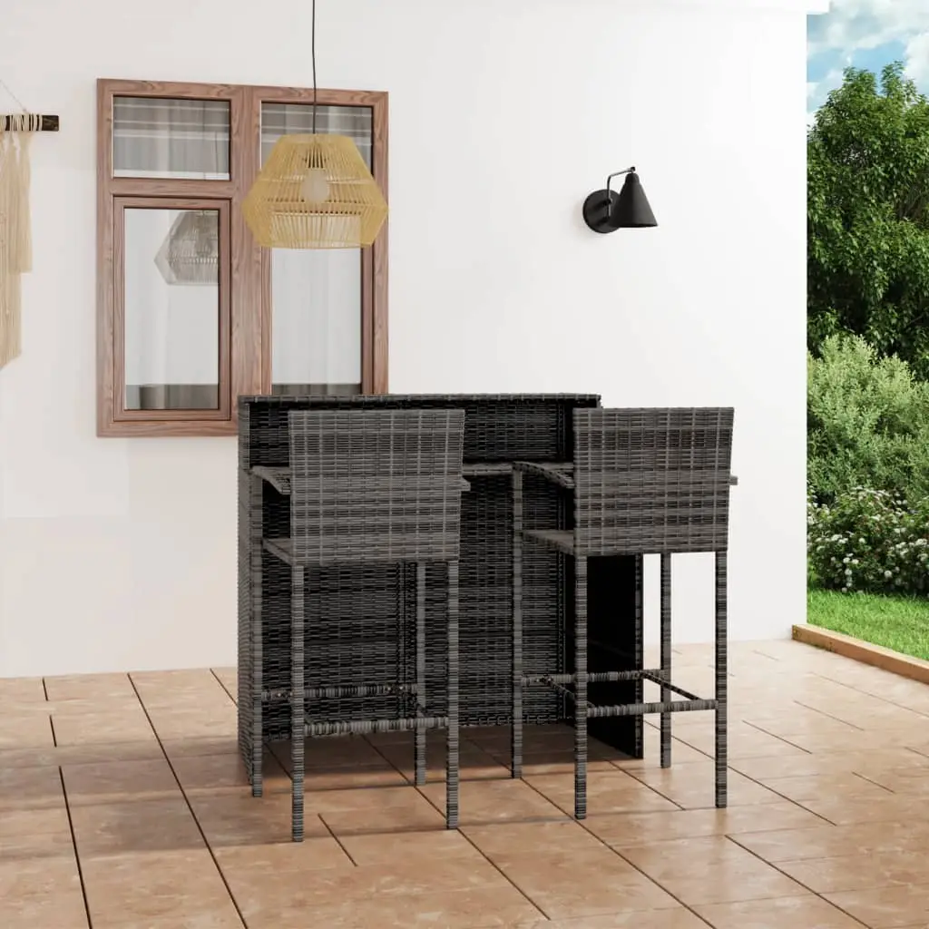 Ensemble de bar de jardin 3 pcs Gris vidaXL 3064887