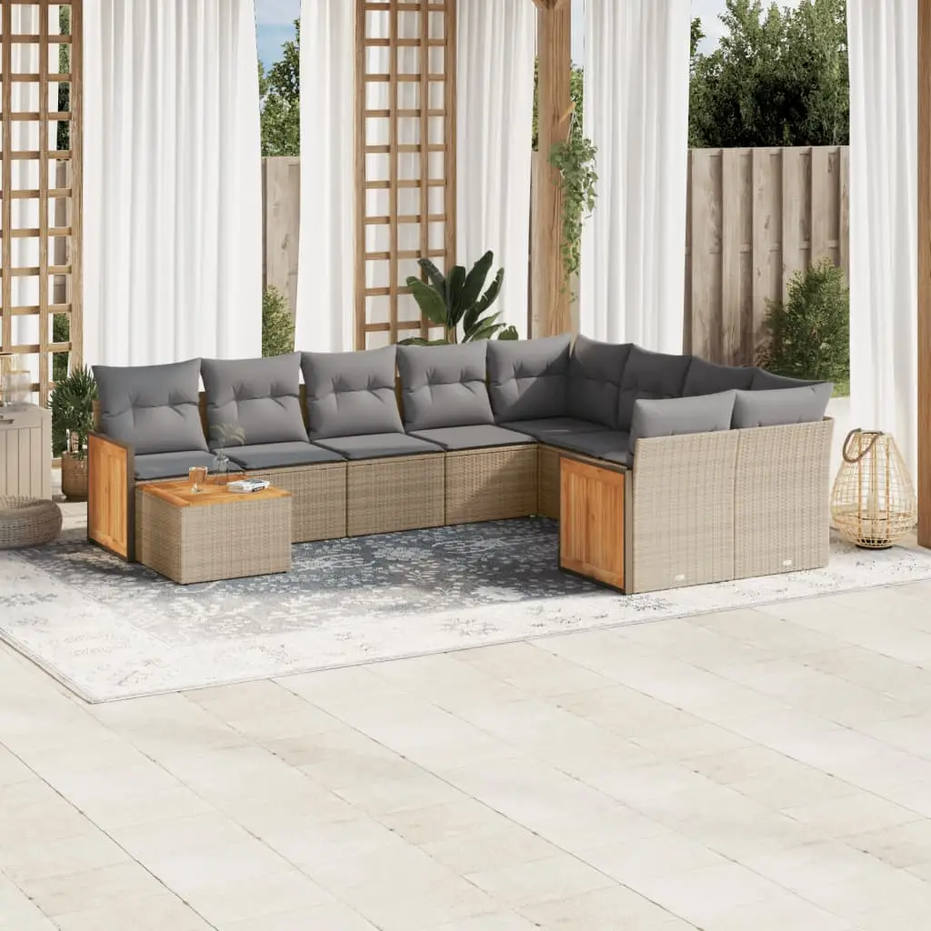 Ensemble de Canapés 10 pcs Résine Tressée Beige avec Table et Rangement – ComfortXL Outdoor Living