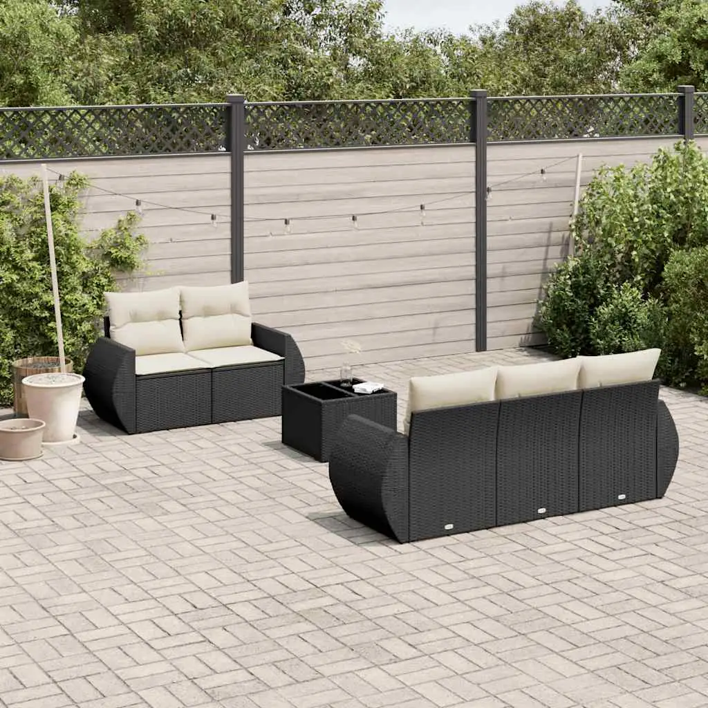 Ensemble de jardin d’angle modulable 6 pcs en Poly rotin avec Stockage intégré Noir et Coussins Crème – ComfortXL Outdoor Living