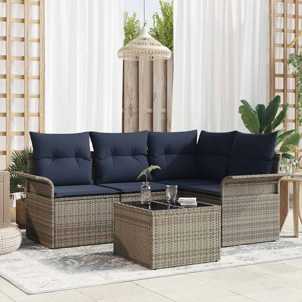 Ensemble de canapé de jardin avec stockage 5 pcs Gris polyrotin vidaXL 3354024