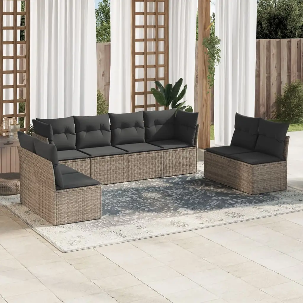 Ensemble Canapés de Jardin 8 Pièces en Résine Tressée pour Extérieur Gris – ComfortXL Outdoor Living