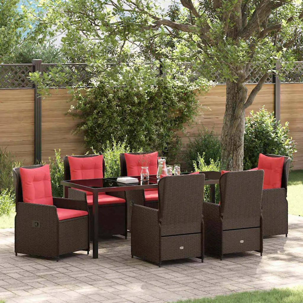 Ensemble de salle à manger pour jardin 7 pcs Marron Poly rotin vidaXL 3381028