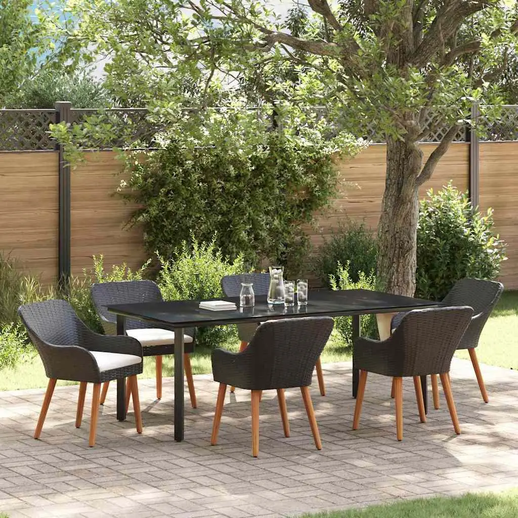 Ensemble de salle à manger pour jardin 7 pcs Noir polyrotin vidaXL 3261675