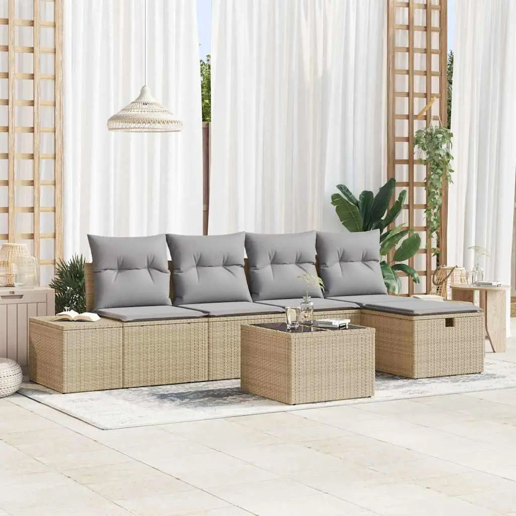 Ensemble de Canapés avec coussin 5 pcs polyrotin vidaXL 3360701