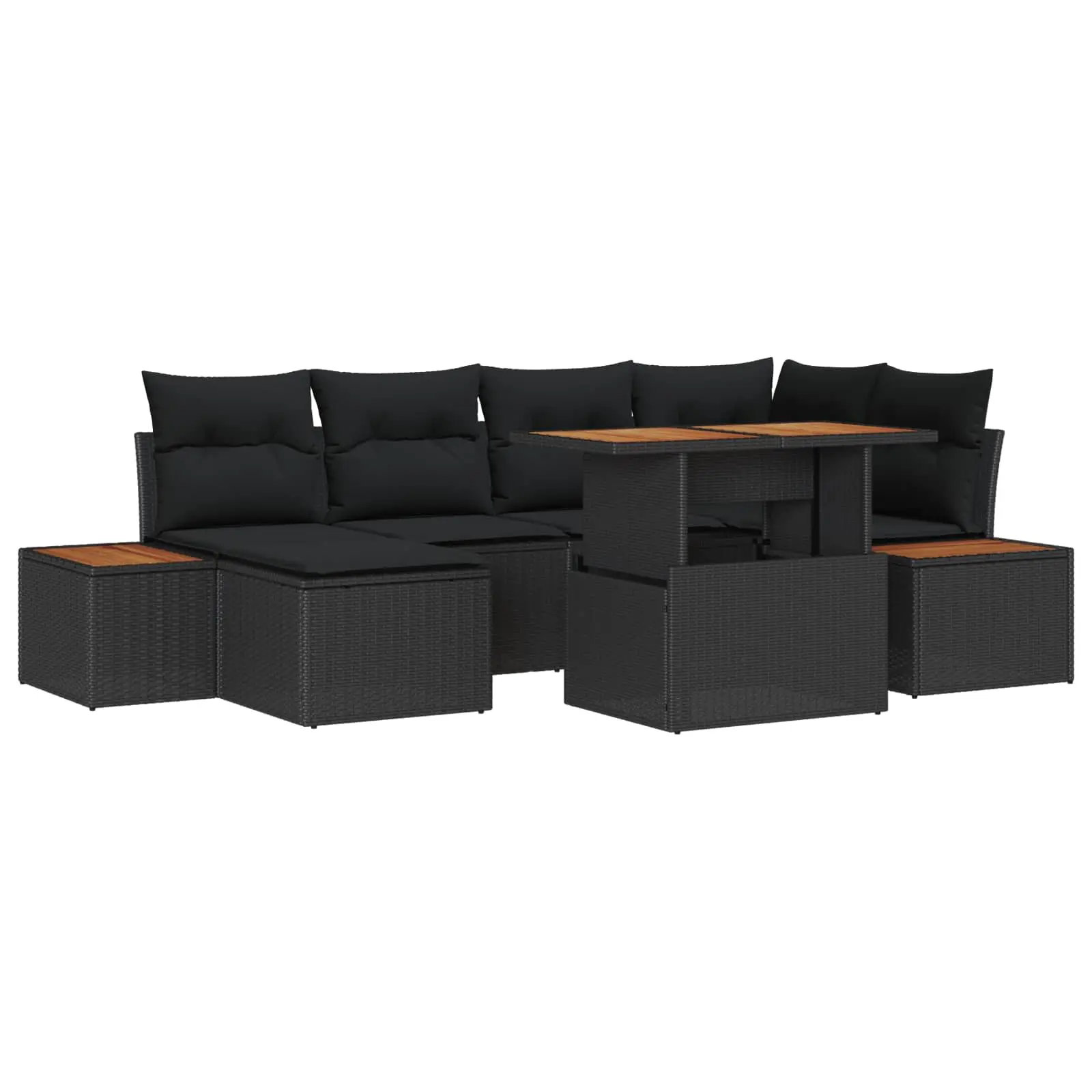 Ensemble de salle à manger pour jardin 7 pcs Noir et Marron vidaXL 3350085