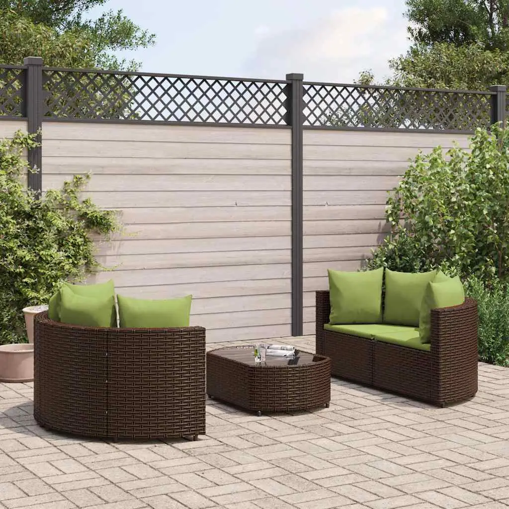 Ensemble canapés de jardin 5 places modulables en résine tressée Marron – ComfortXL Outdoor Living