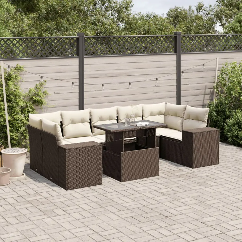 Ensemble canapés de jardin 8 places résine tressée table ajustable marron – ComfortXL Outdoor Living