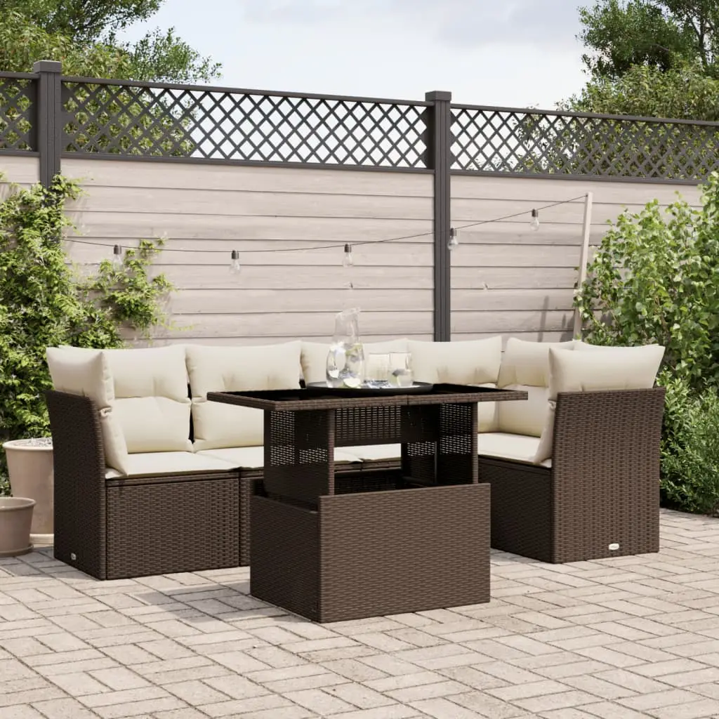 Ensemble de jardin modulable 6 places en résine tressée Marron pour terrasse et patio – ComfortXL Outdoor Living