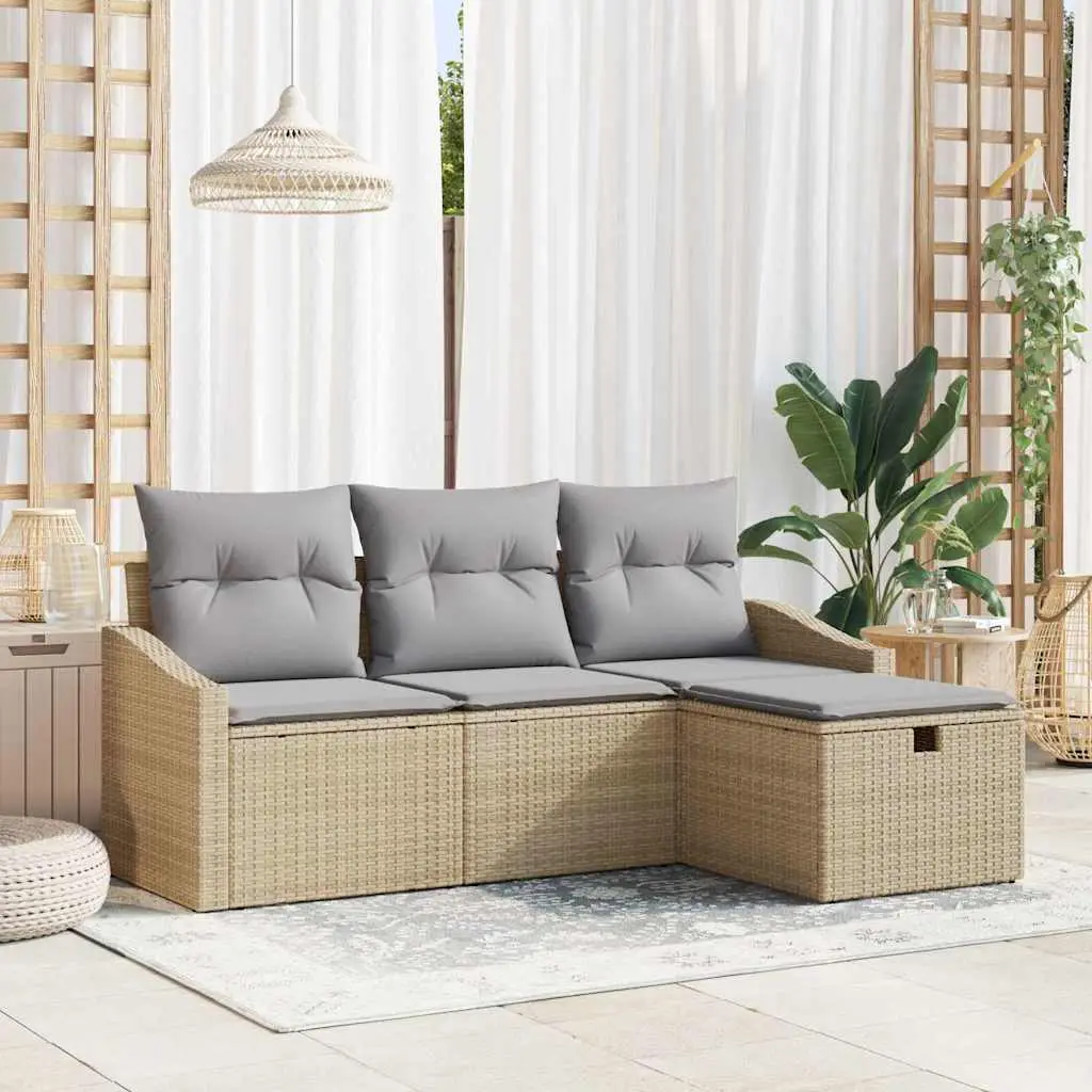 Ensemble de Canapés avec coussin 4 pcs polyrotin vidaXL 3360581