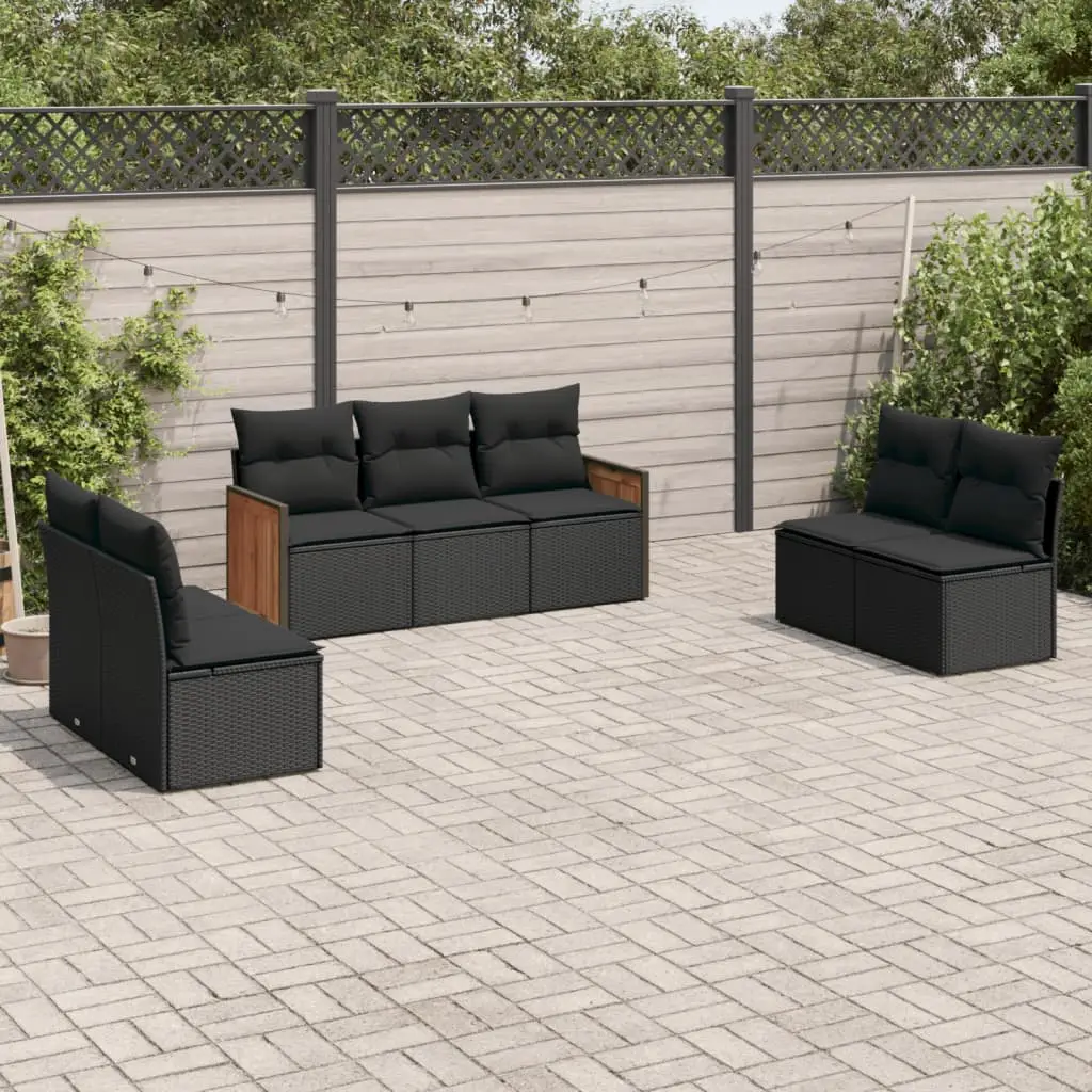 Ensemble Canapés 7 pcs pour Jardin Résine Tressée Noir avec Rangement et Coussins Assortis – ComfortXL Outdoor Living