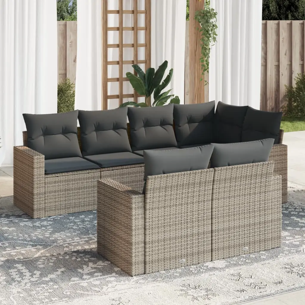 Ensemble canapé de jardin modulable 7 pcs résine tressée pour patio balcon Gris – ComfortXL Outdoor Living