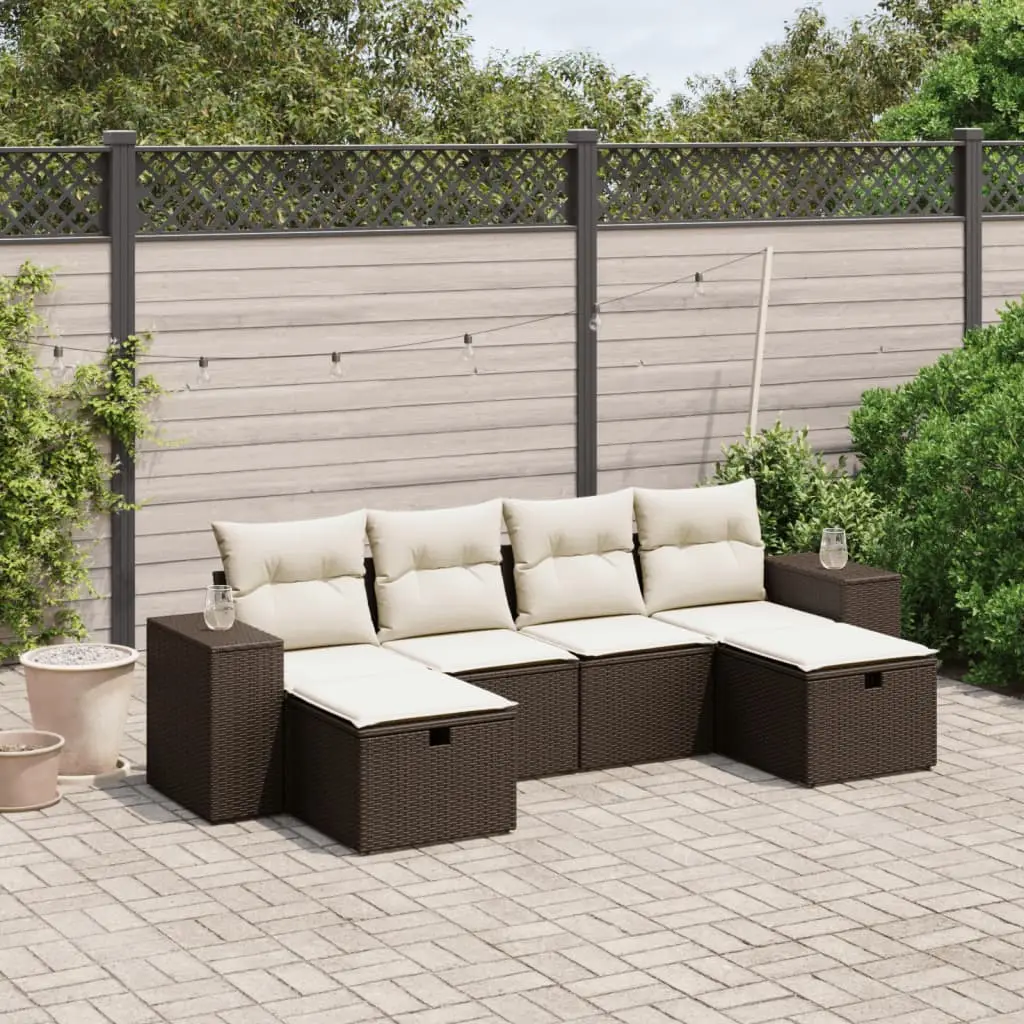 Ensemble canapés de jardin modulable 6 pièces en résine tressée pour terrasse marron – ComfortXL Outdoor Living