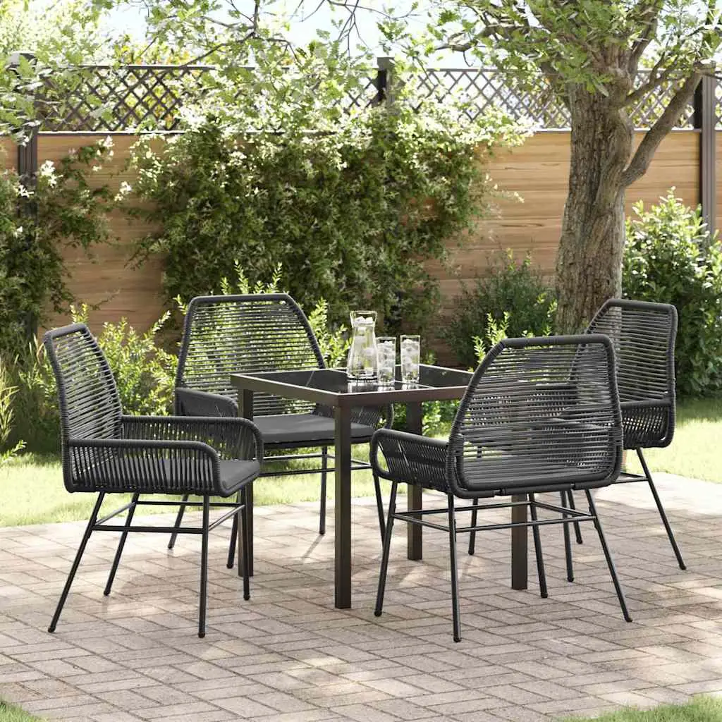 Ensemble de salle à manger pour jardin 5 pcs Noir polyrotin vidaXL 3380870