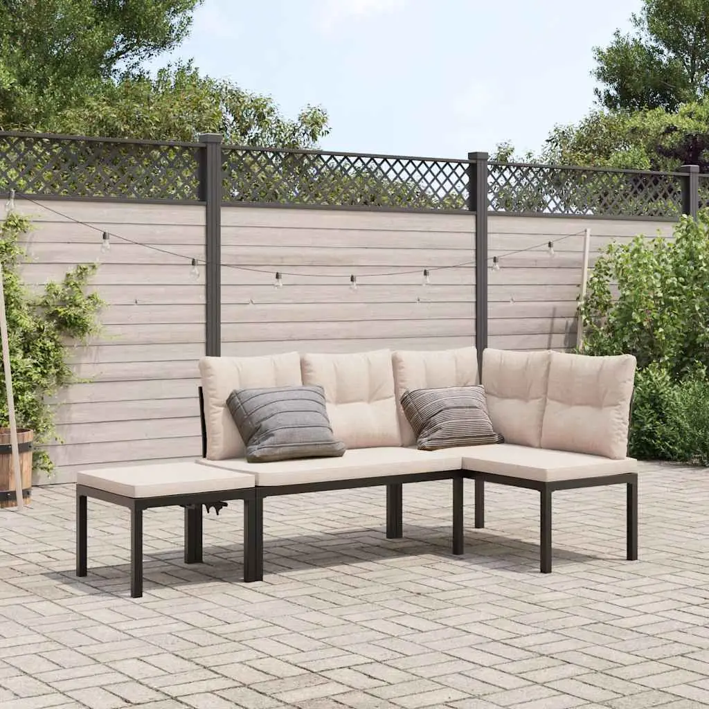 Ensemble de banc de jardin avec coussins 3 pcs noir vidaXL 3283653