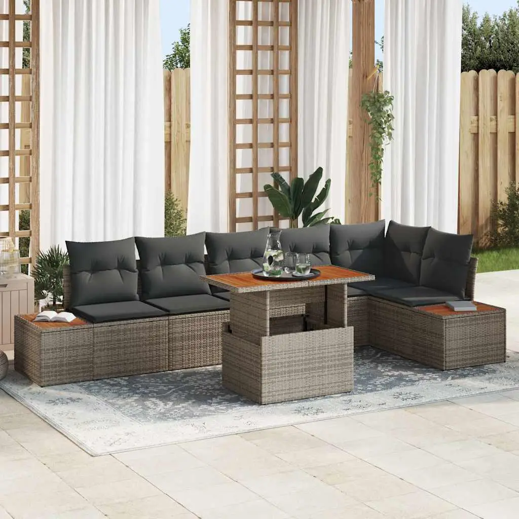 Ensemble de salle à manger pour jardin 7 pcs Gris et marron vidaXL 3350076